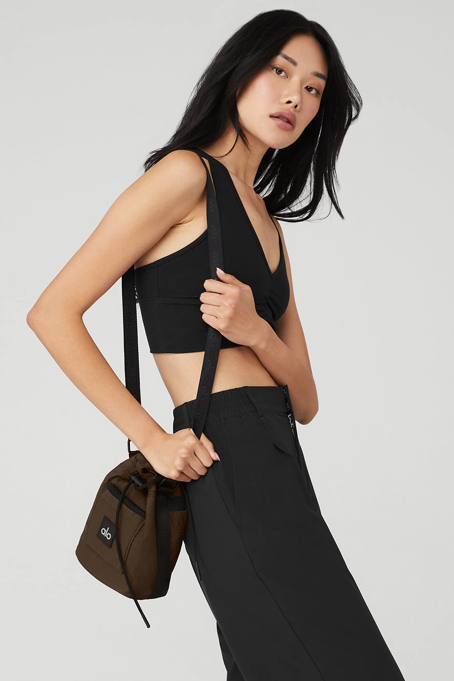 Cross Body Bucket Bag - Espresso/Black - Image 3