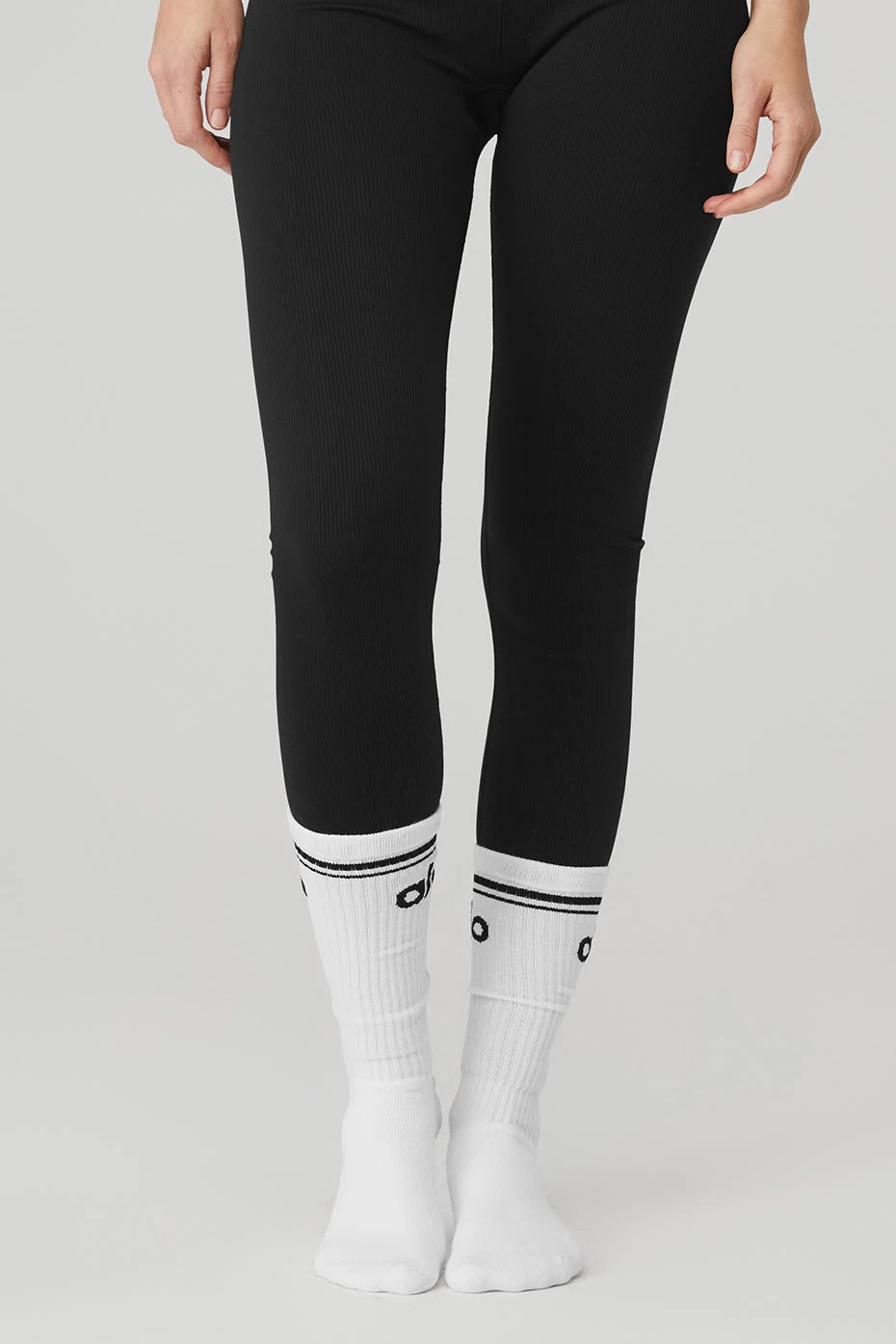 Women's Throwback Barre Sock - White/Black - Image 2