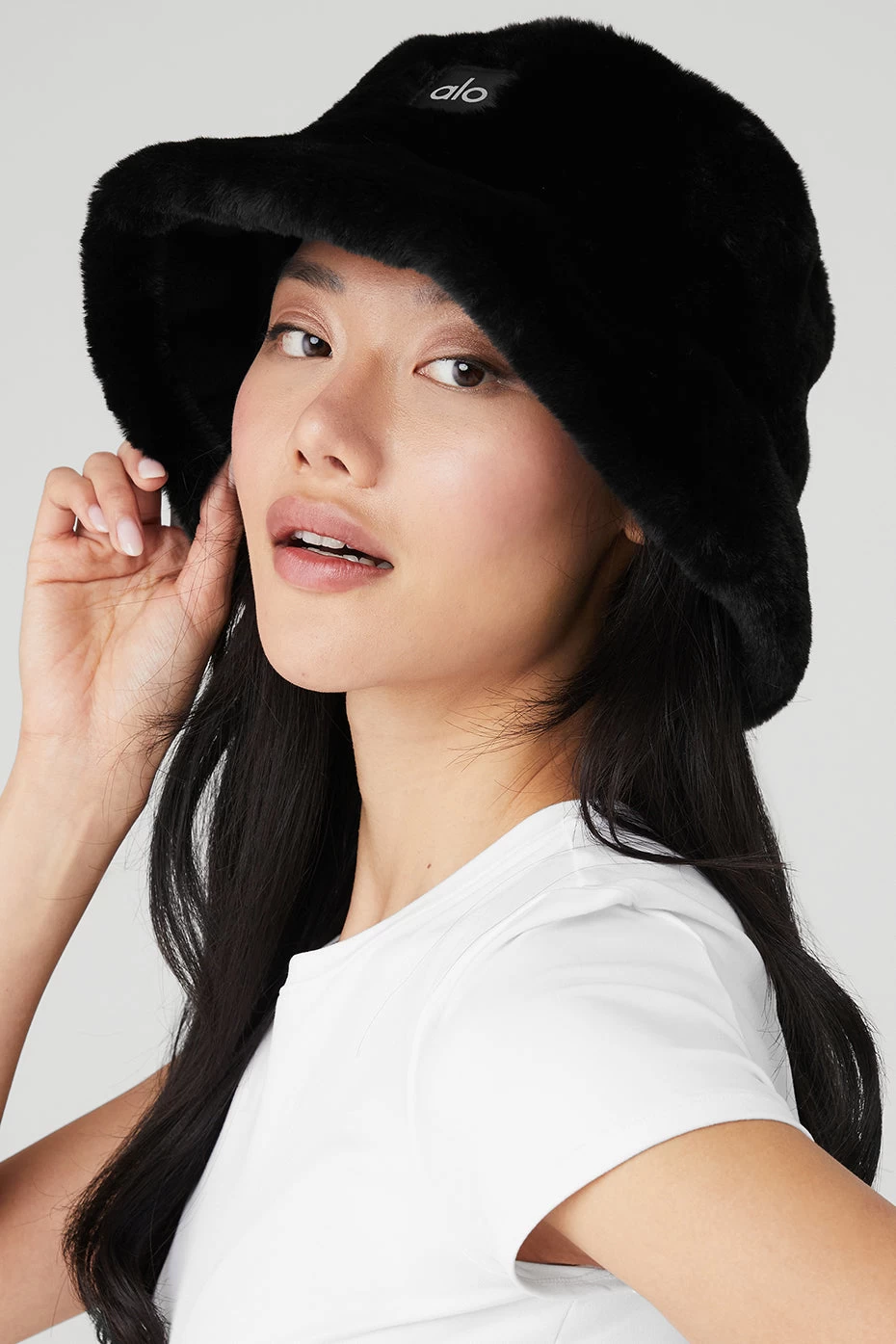 Faux Fur Bucket Hat - Black - Image 4