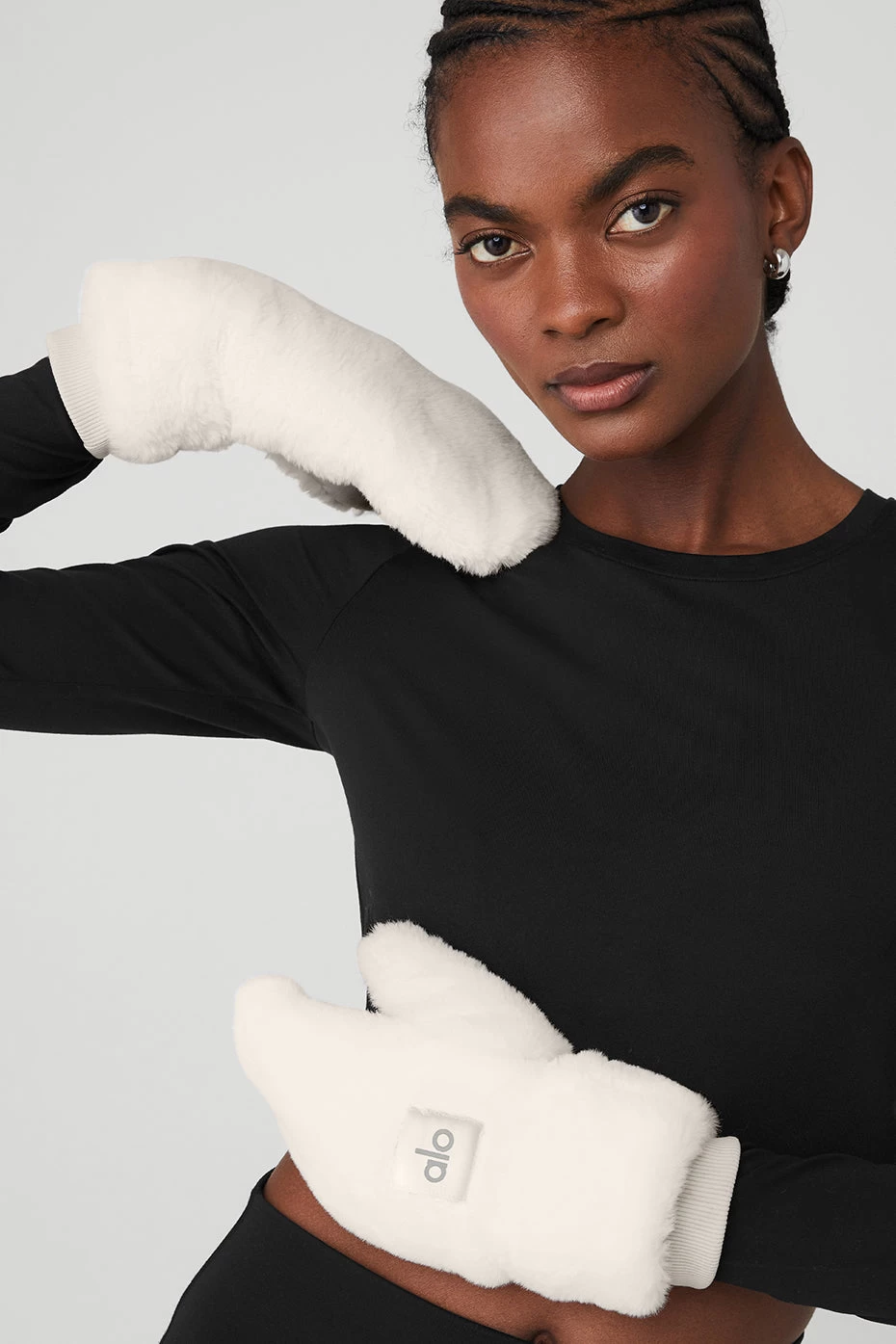 Faux Fur Mittens - Ivory - Image 3