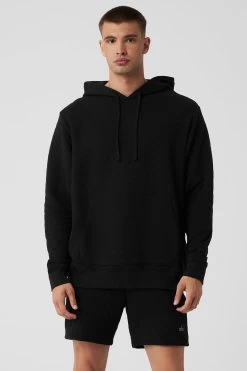 Quilted Stadium Hoodie - Black