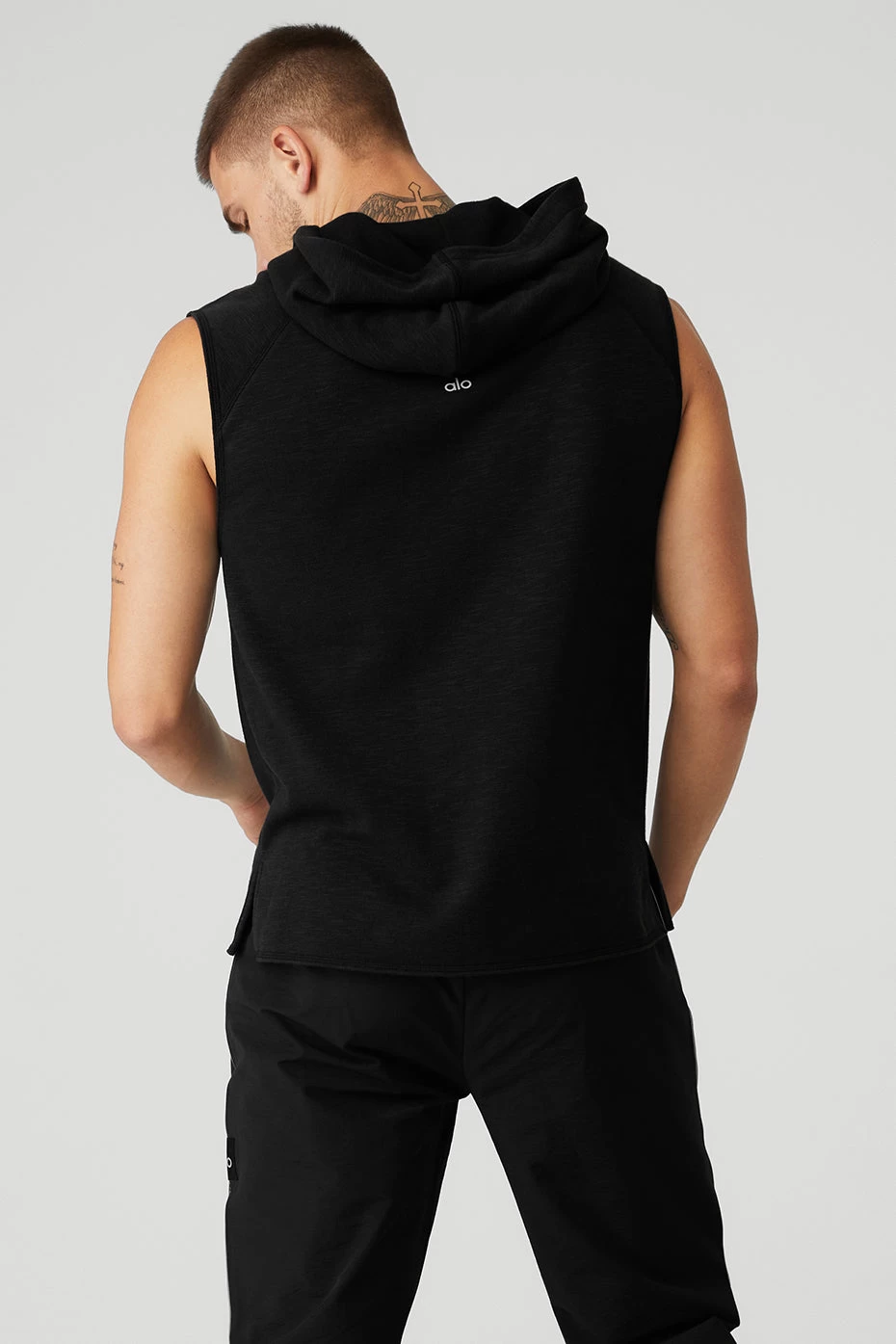 Qualifier Sleeveless Hoodie - Black Slub - Image 2