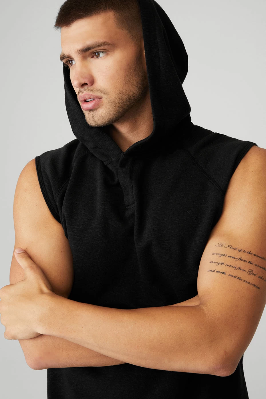 Qualifier Sleeveless Hoodie - Black Slub - Image 4