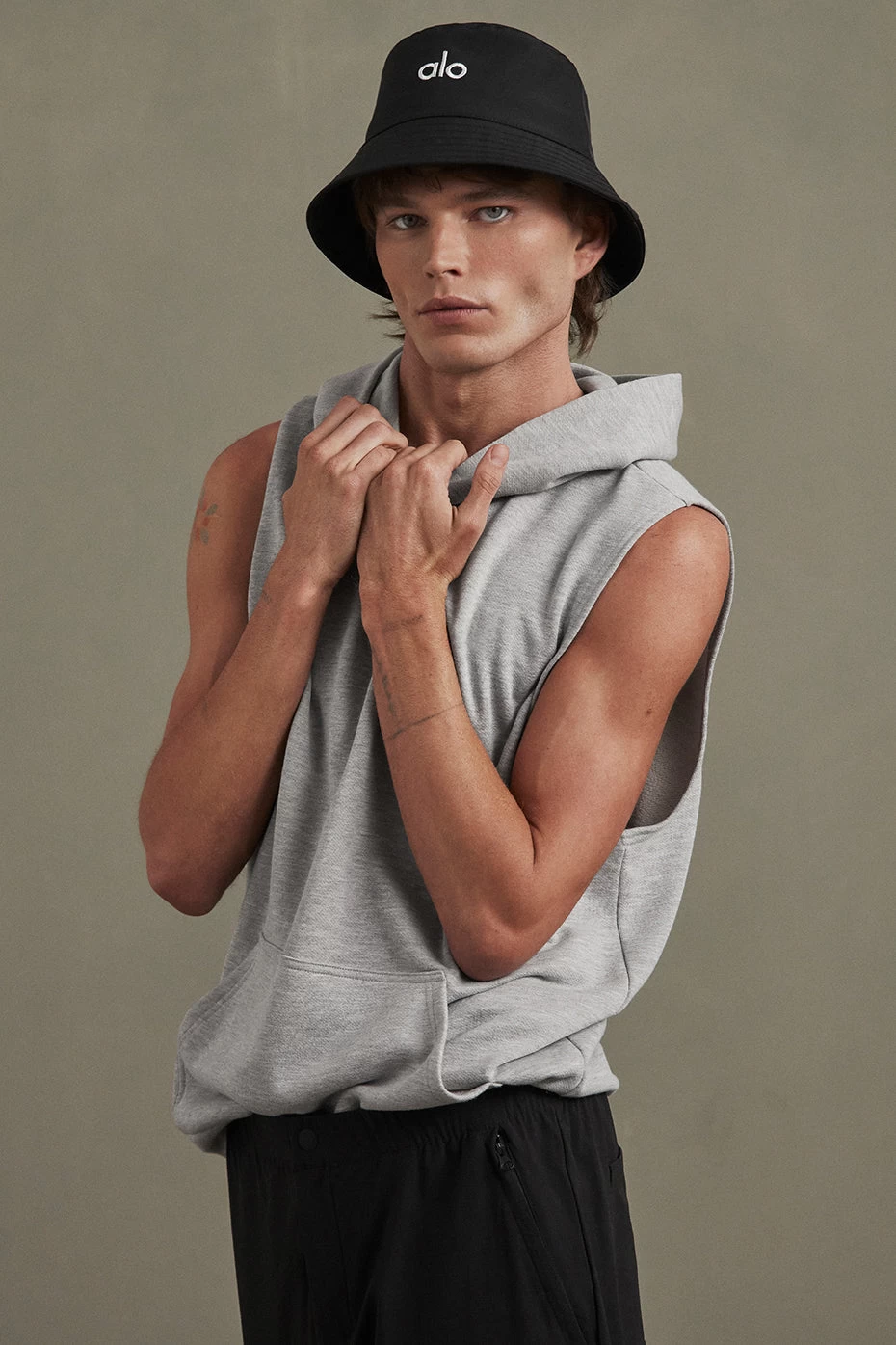 Chill Sleeveless Hoodie - Athletic Heather Grey - Image 5