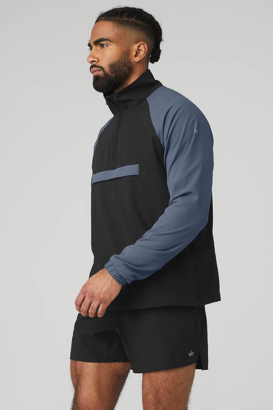 Ripstop 1/4 Zip On-Set Jacket - Black/Bluestone - Image 3