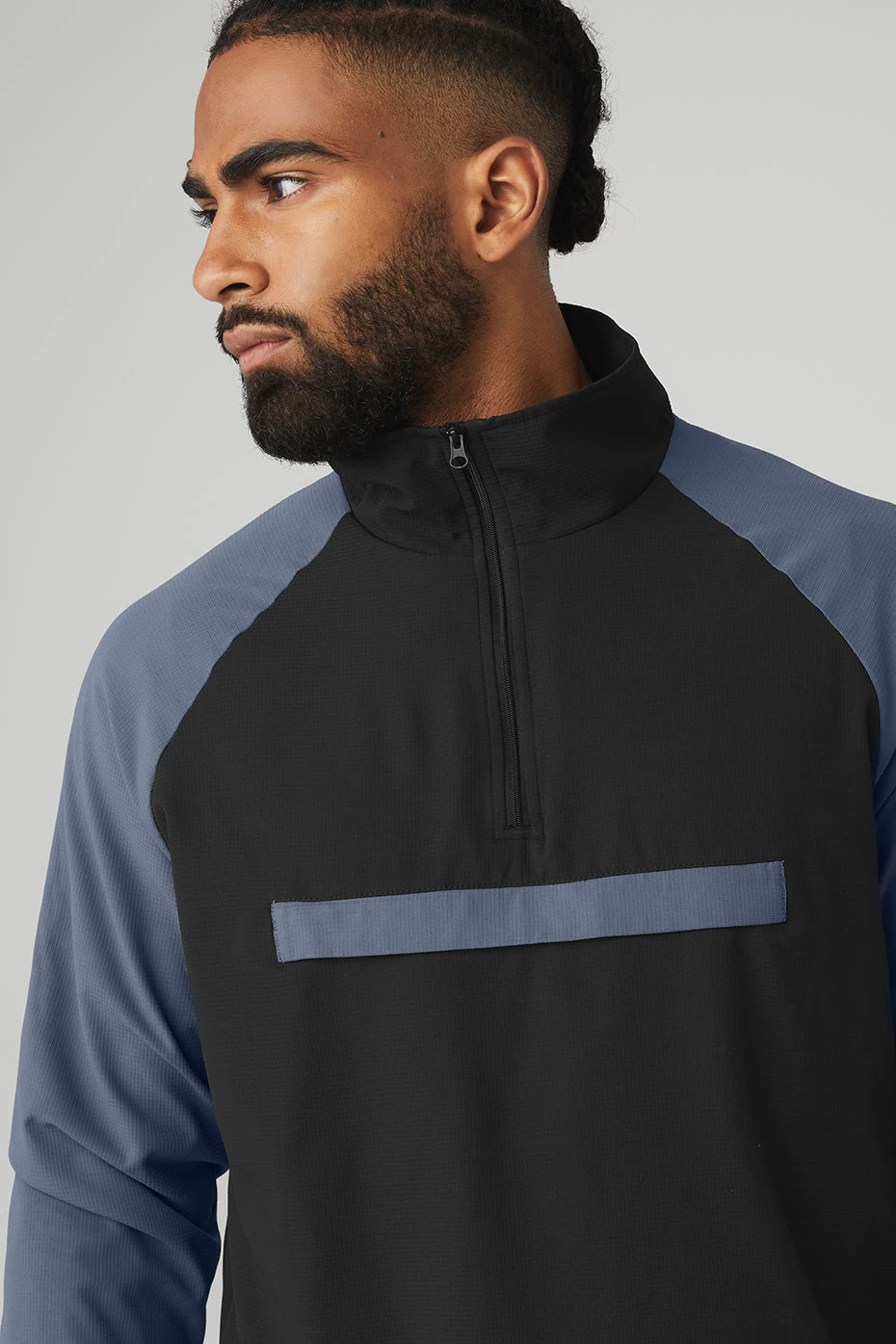 Ripstop 1/4 Zip On-Set Jacket - Black/Bluestone - Image 4