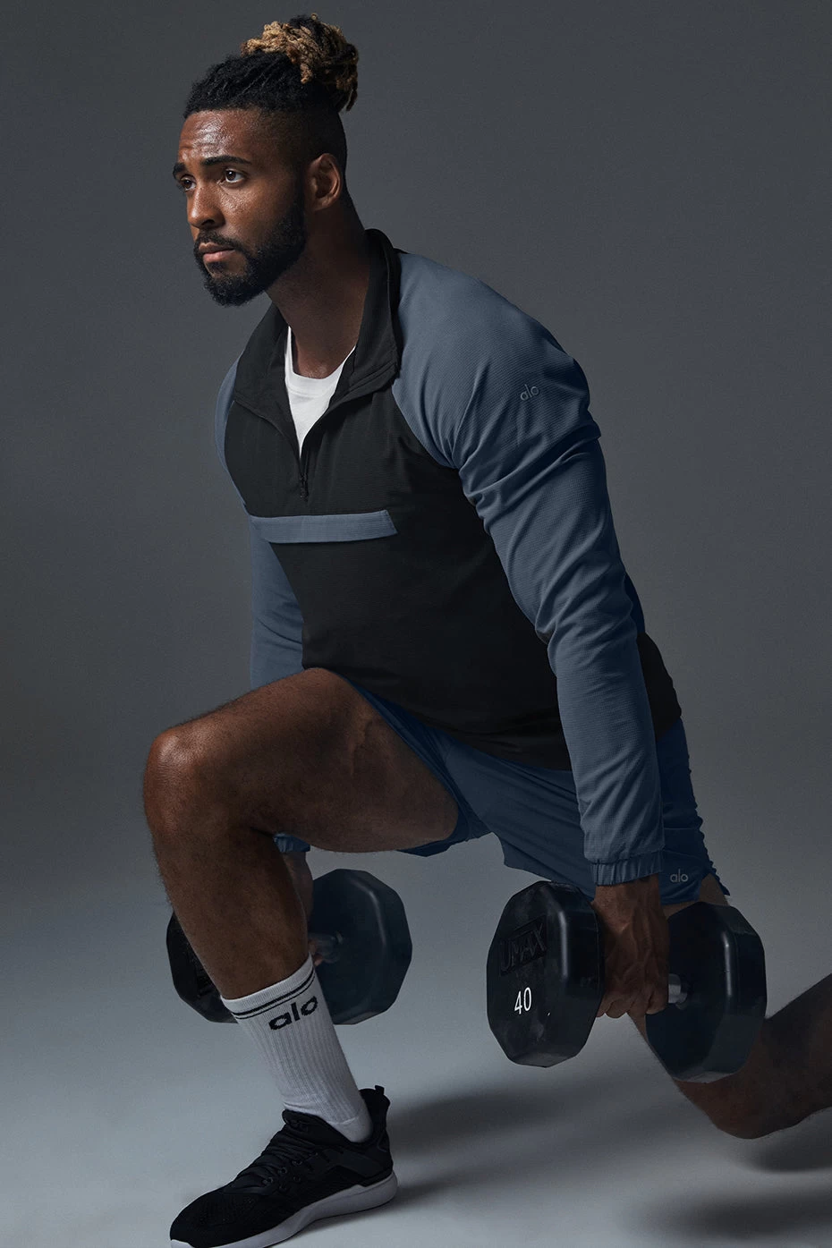 Ripstop 1/4 Zip On-Set Jacket - Black/Bluestone - Image 6