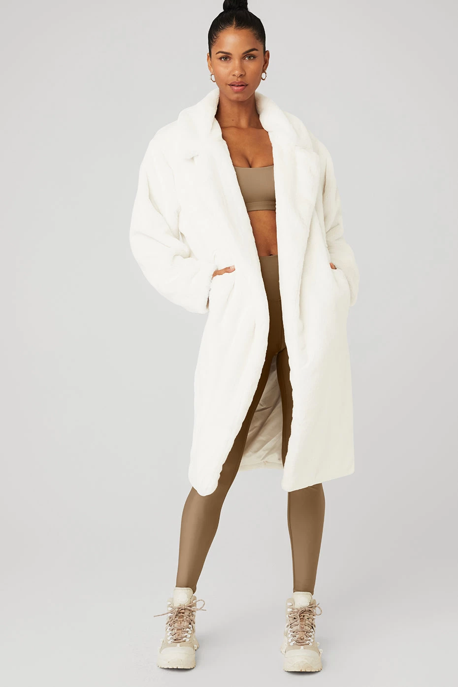 Oversized Faux Fur Trench - Ivory
