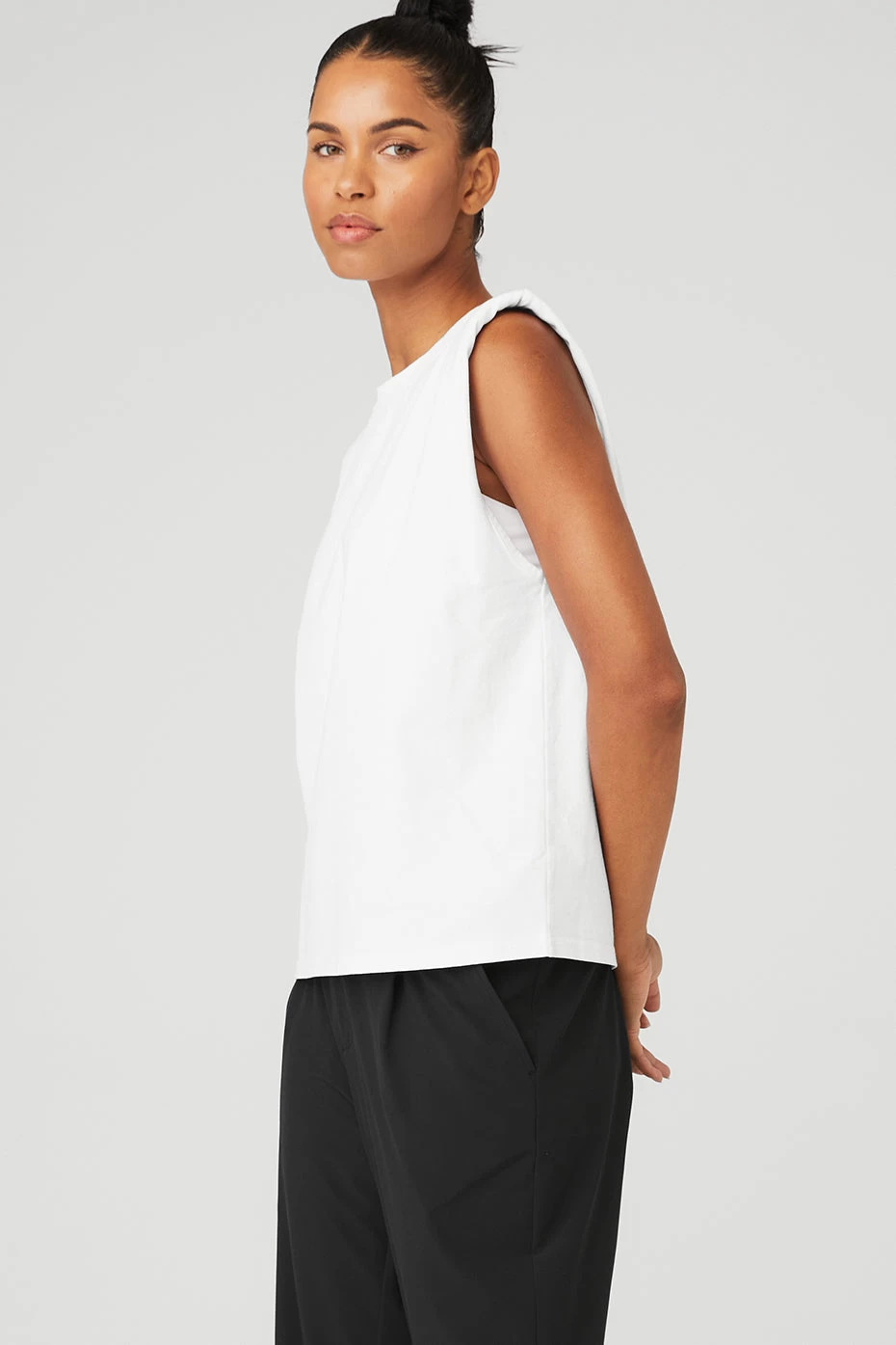 Headliner Shoulder Pad Sleeveless Tee - White - Image 3