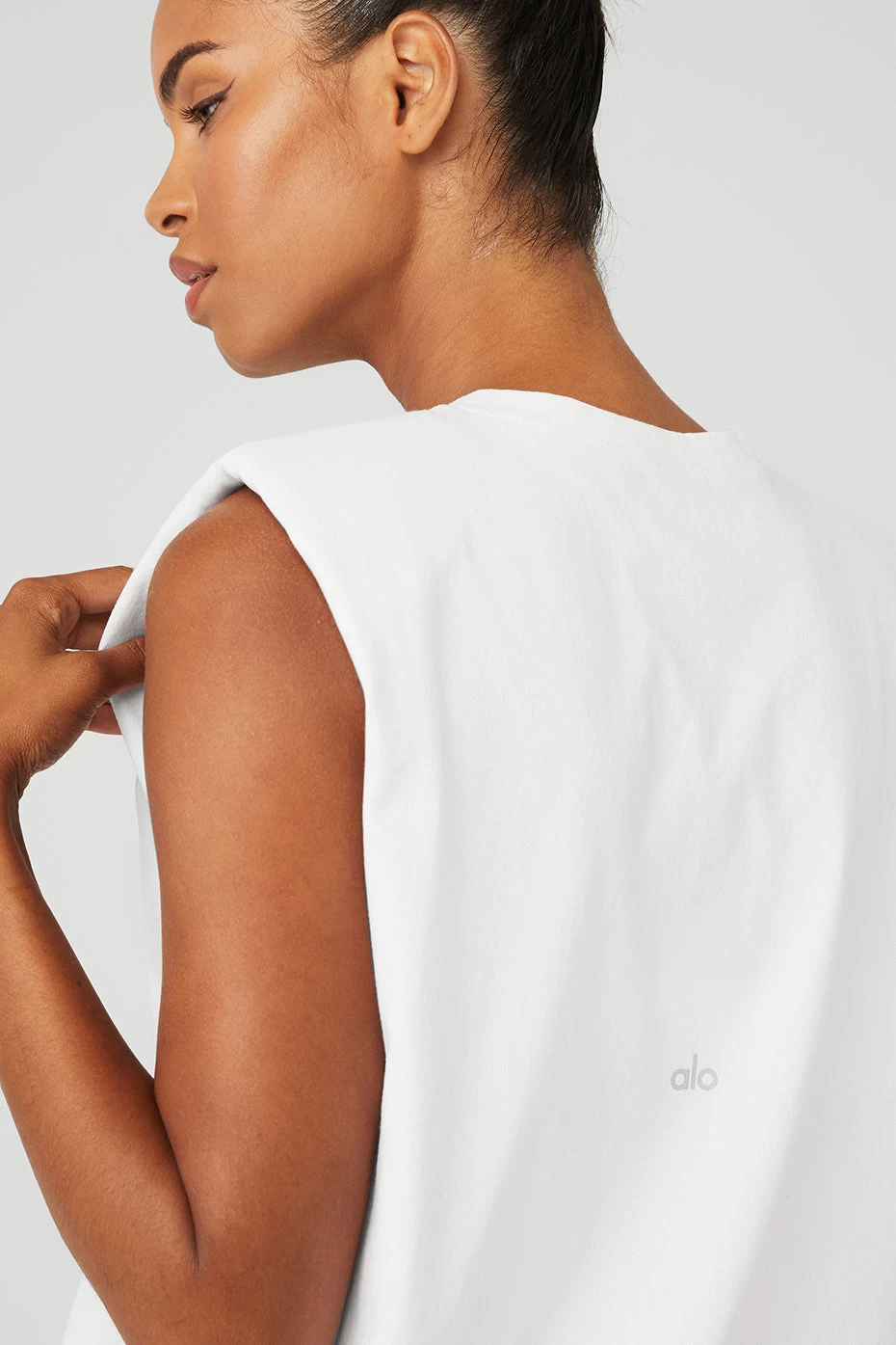 Headliner Shoulder Pad Sleeveless Tee - White - Image 4