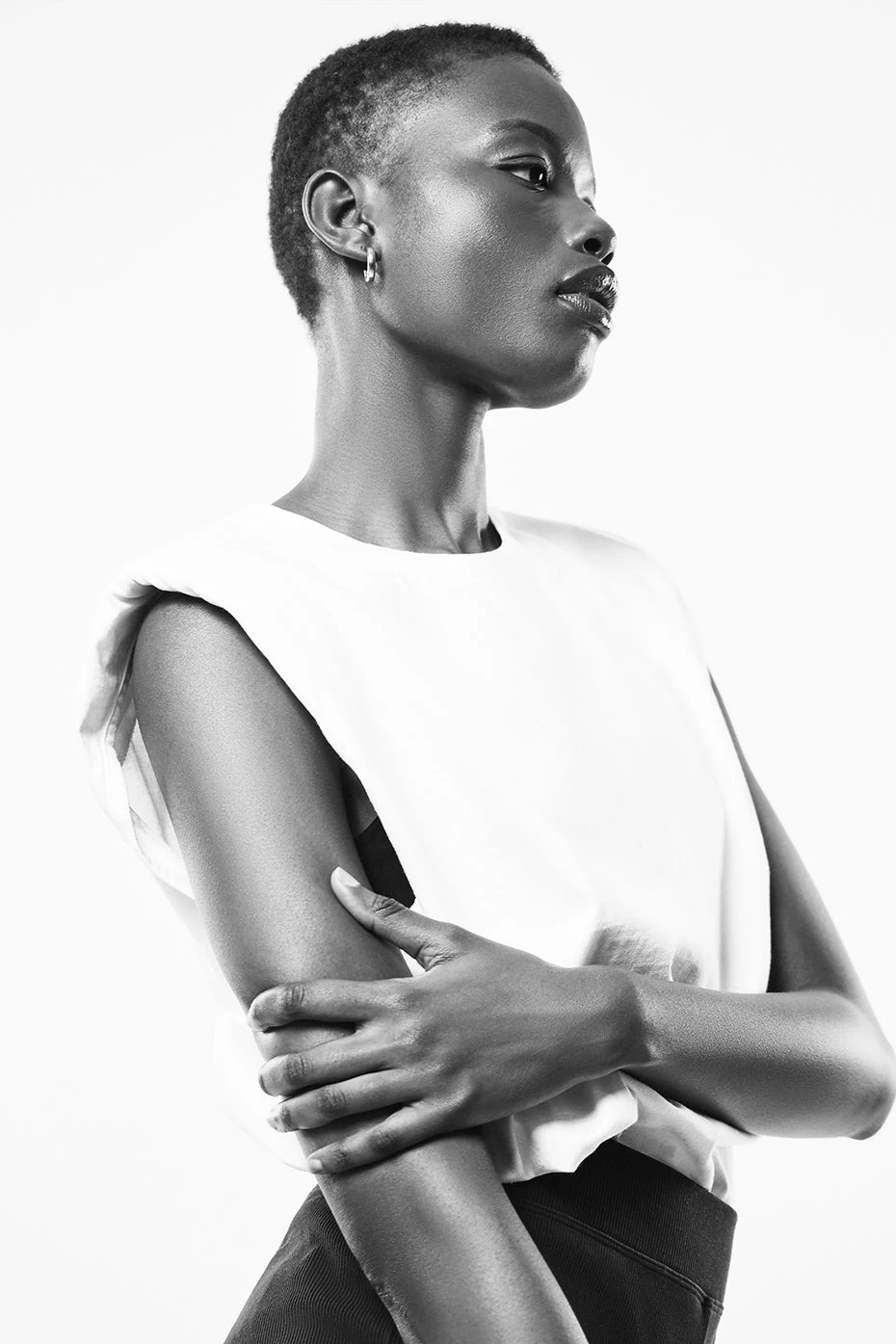 Headliner Shoulder Pad Sleeveless Tee - White - Image 5