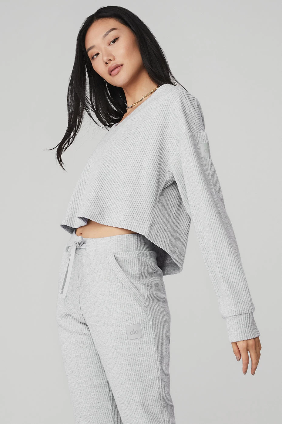 Muse V-Neck Pullover - Athletic Heather Grey - Image 3