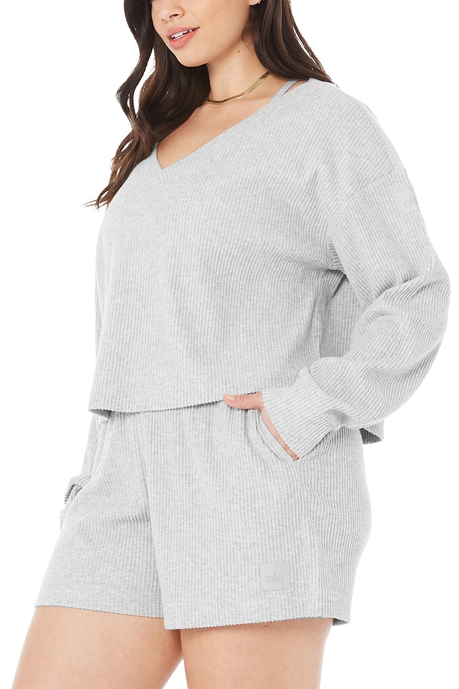 Muse V-Neck Pullover - Athletic Heather Grey - Image 8