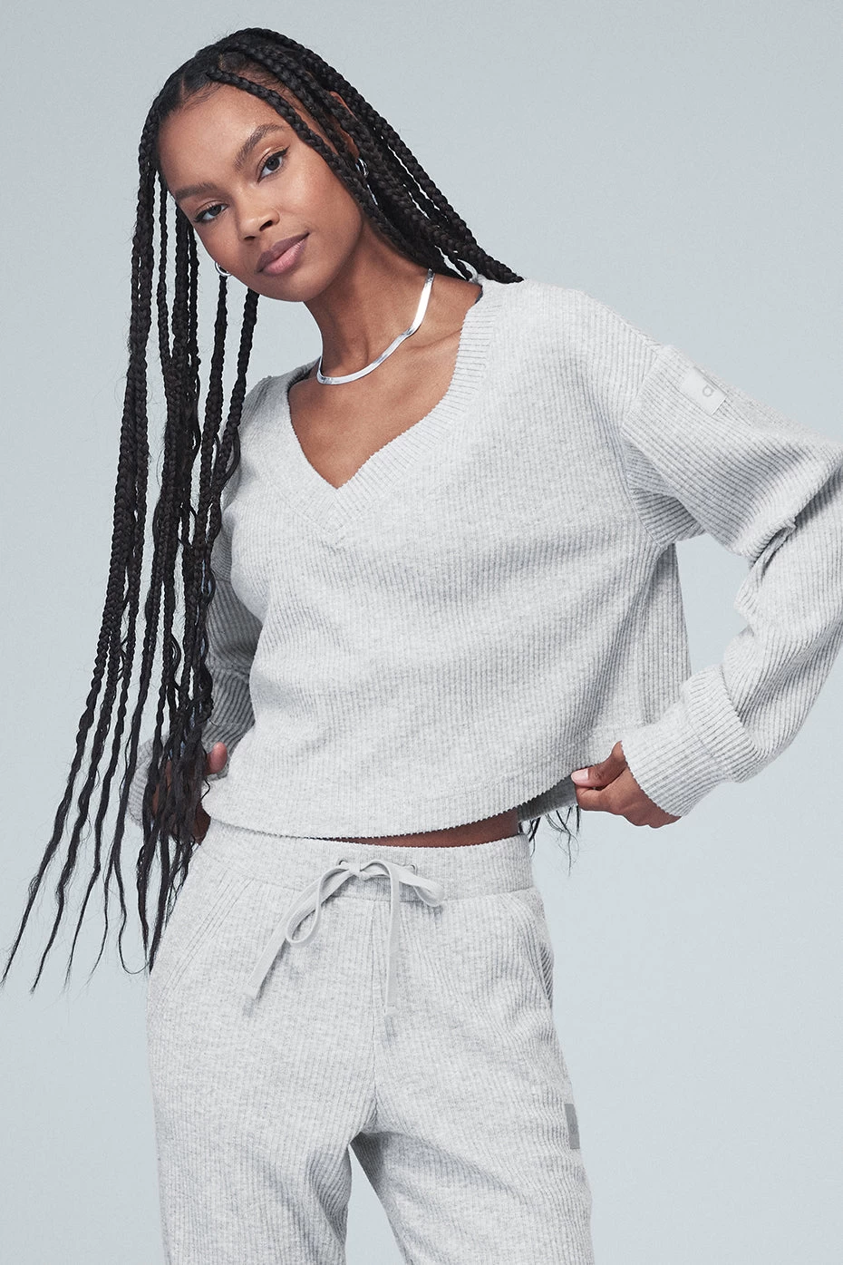 Muse V-Neck Pullover - Athletic Heather Grey - Image 9