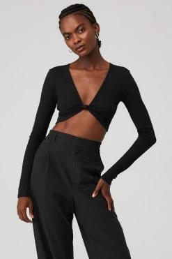 Ribbed Knotty Long Sleeve - Black