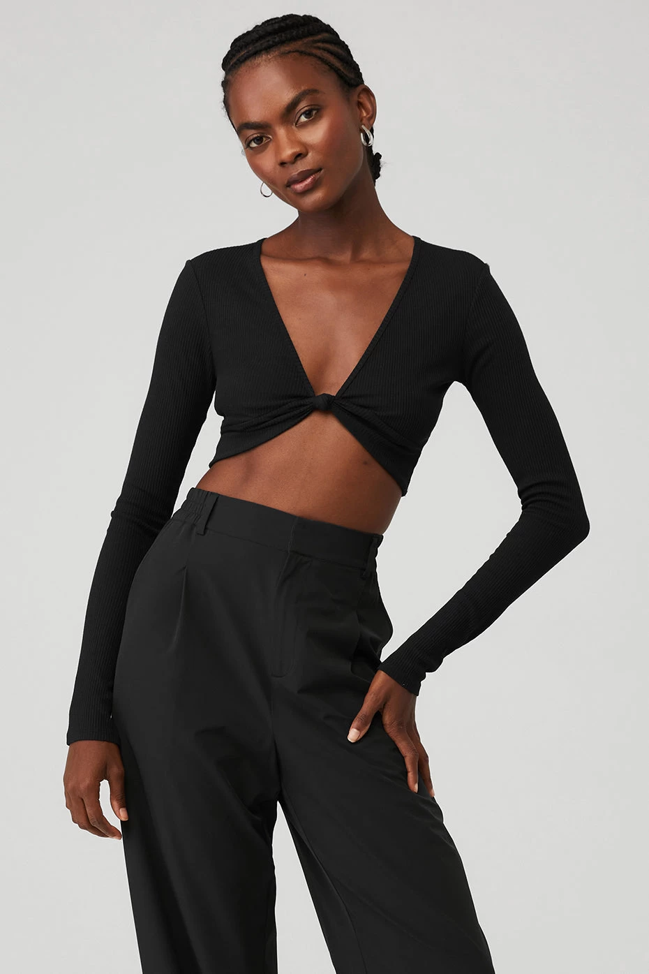 Ribbed Knotty Long Sleeve - Black