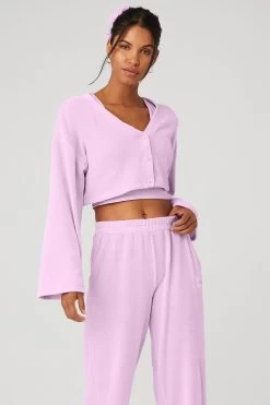 Chenille Chalet Cardigan - Sugarplum Pink