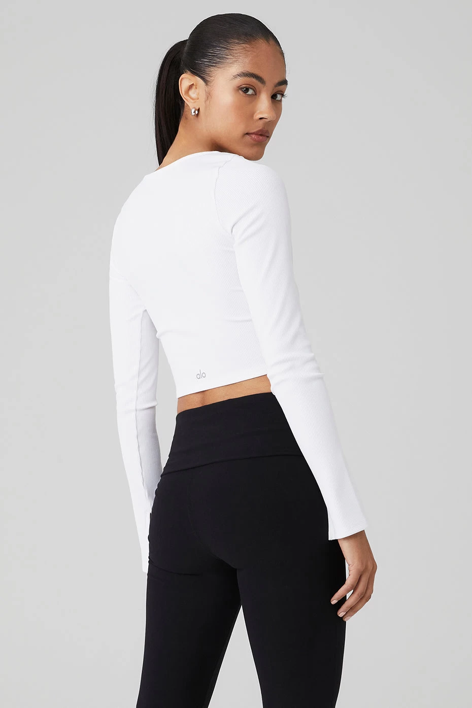 Alosoft Ribbed Show Stopper Long Sleeve Top - White - Image 2