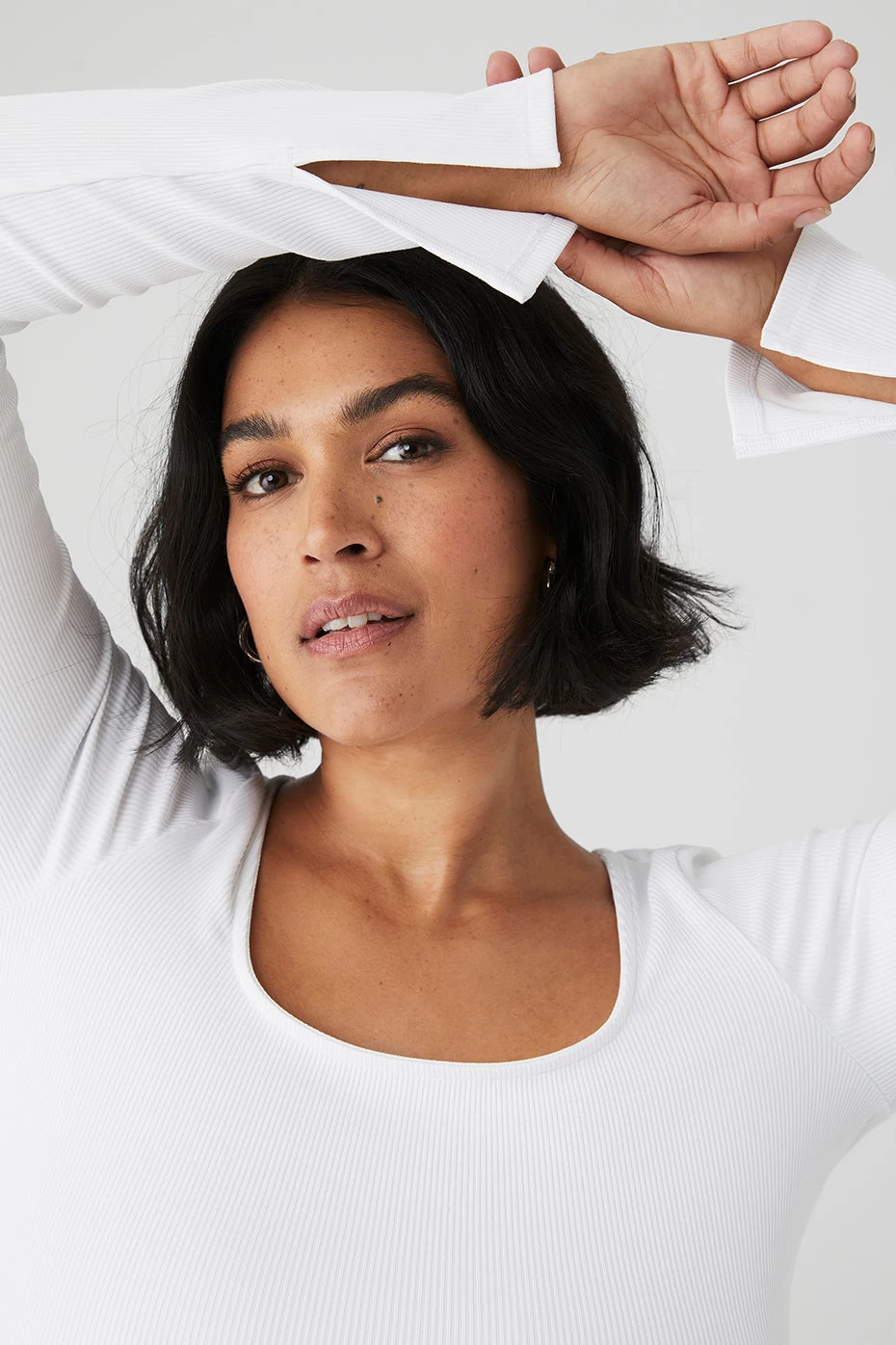 Alosoft Ribbed Show Stopper Long Sleeve Top - White - Image 8