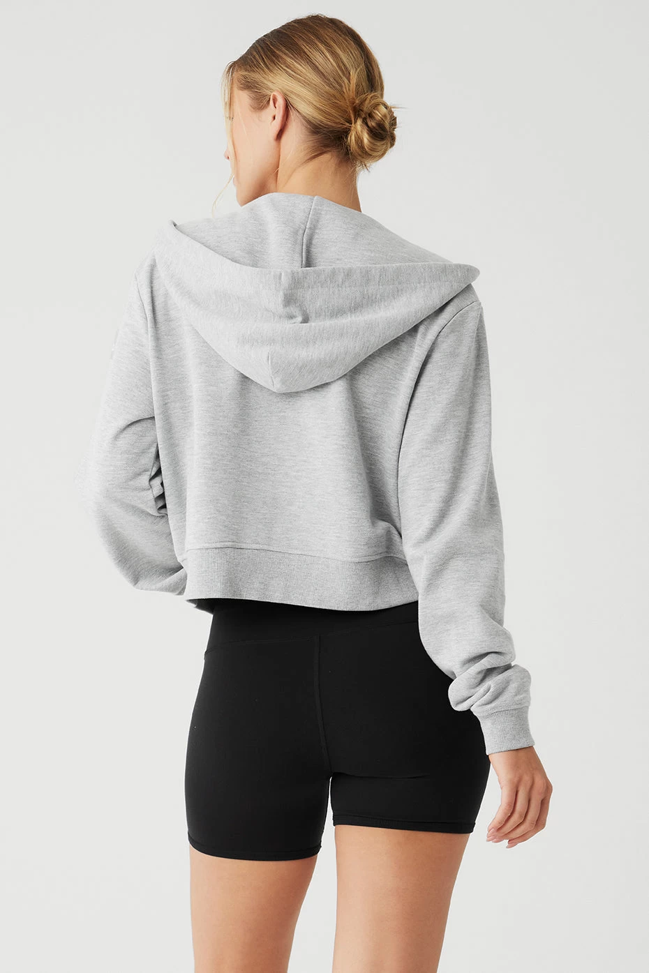 Routine Cropped Zip Hoodie - Athletic Heather Grey - Image 2