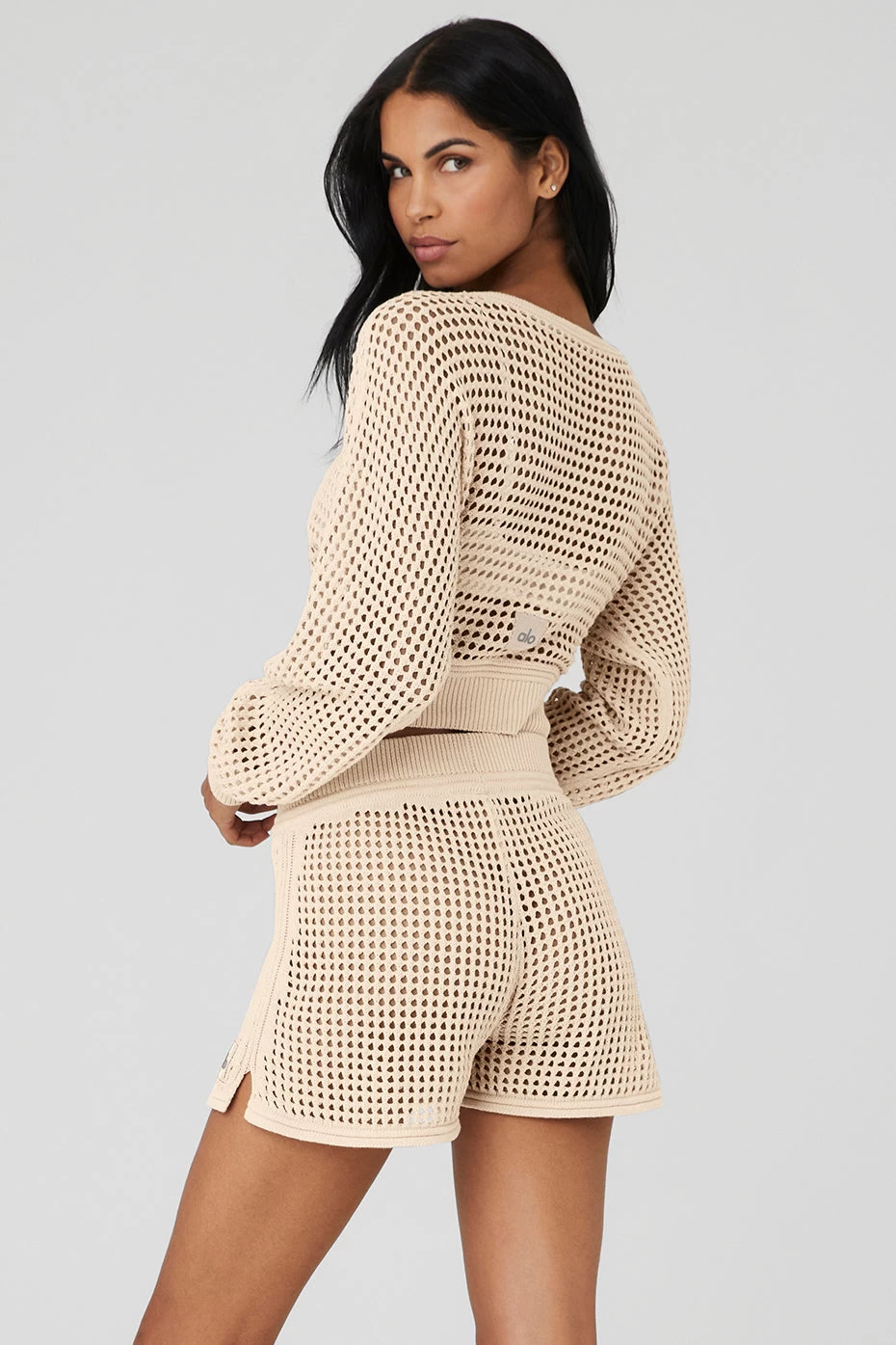 Open-Knit Cropped Chase The Sun Coverup - Macadamia - Image 2