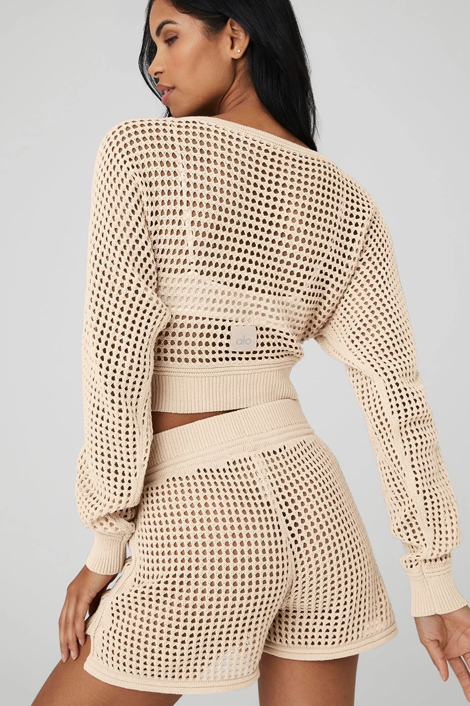 Open-Knit Cropped Chase The Sun Coverup - Macadamia - Image 4