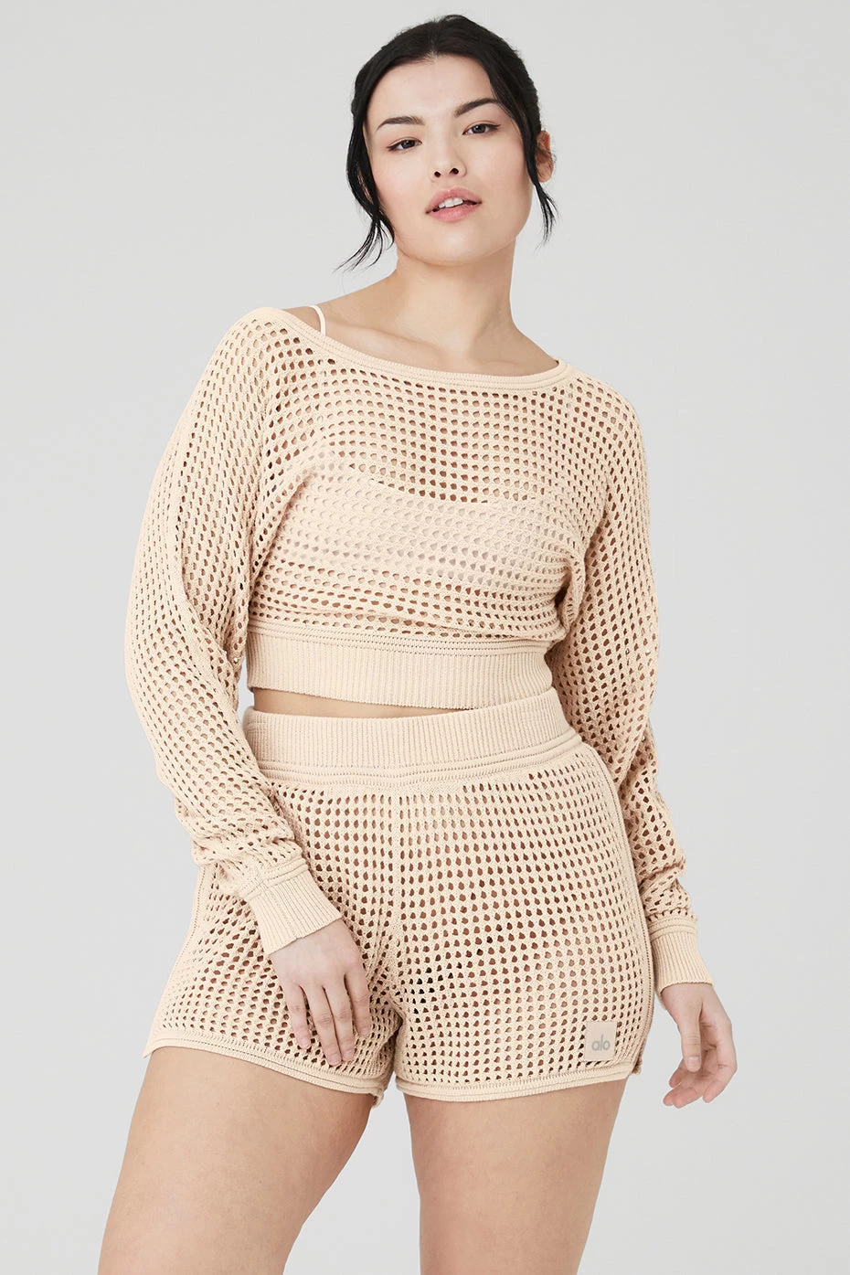 Open-Knit Cropped Chase The Sun Coverup - Macadamia - Image 6