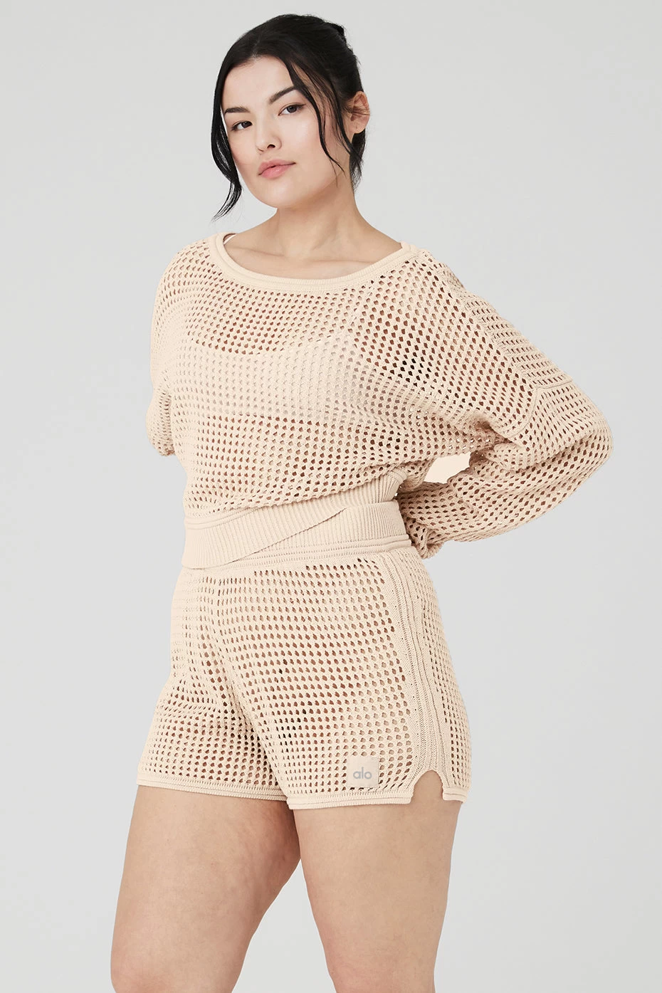 Open-Knit Cropped Chase The Sun Coverup - Macadamia - Image 8