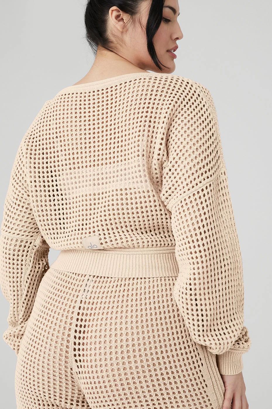 Open-Knit Cropped Chase The Sun Coverup - Macadamia - Image 9