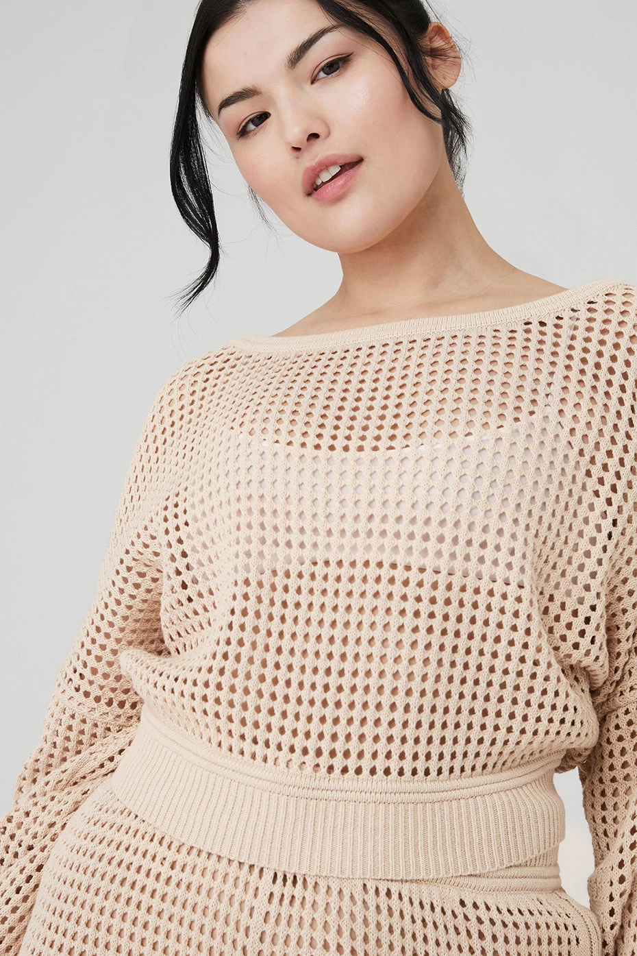 Open-Knit Cropped Chase The Sun Coverup - Macadamia - Image 10