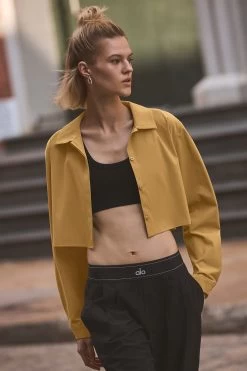 Cropped Take Me Out Button Up - Golden Olive Branch