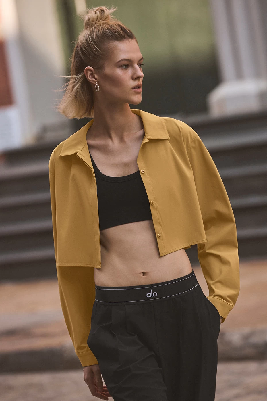 Cropped Take Me Out Button Up - Golden Olive Branch