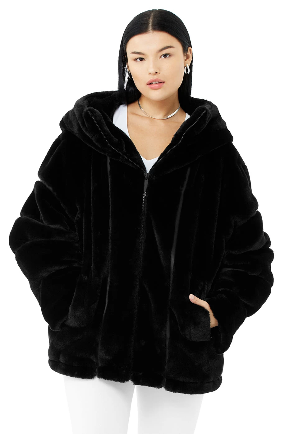 Knock Out Faux Fur Jacket - Black - Image 5