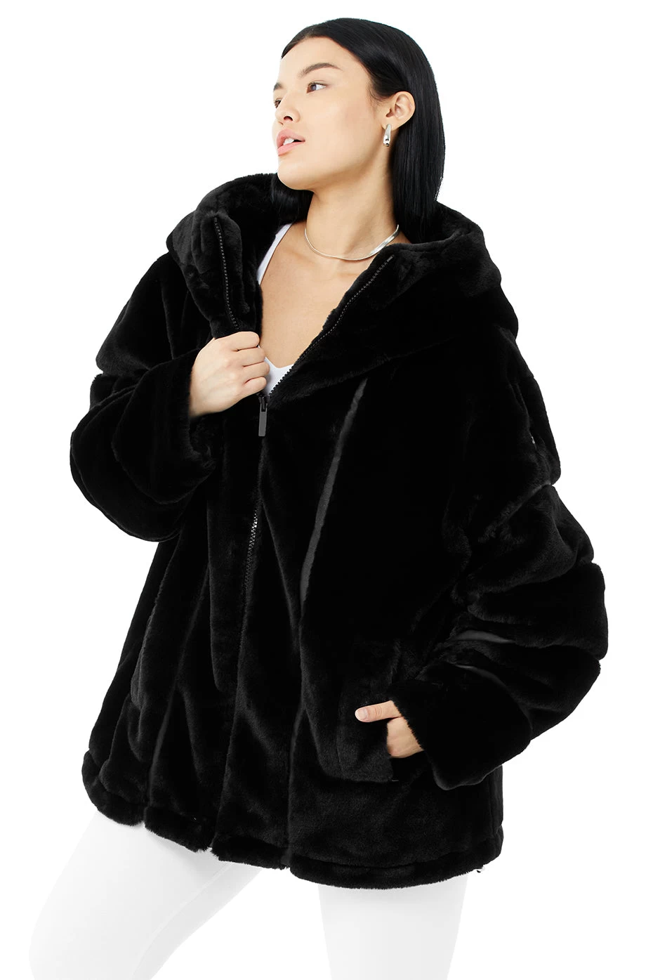 Knock Out Faux Fur Jacket - Black - Image 8