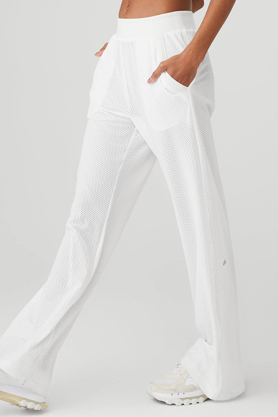 Mesh All-Star Wide Leg Pant - White - Image 3