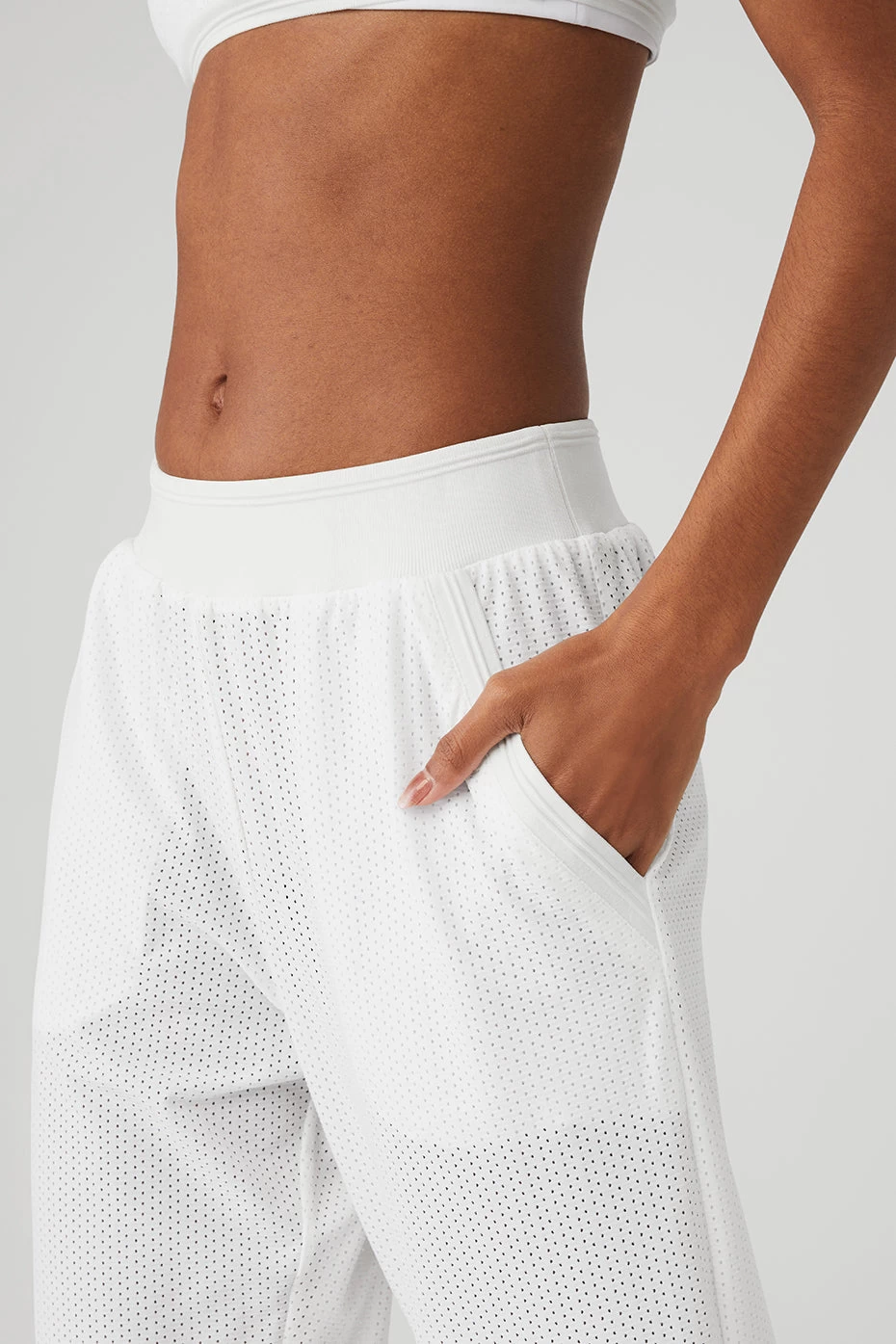 Mesh All-Star Wide Leg Pant - White - Image 4