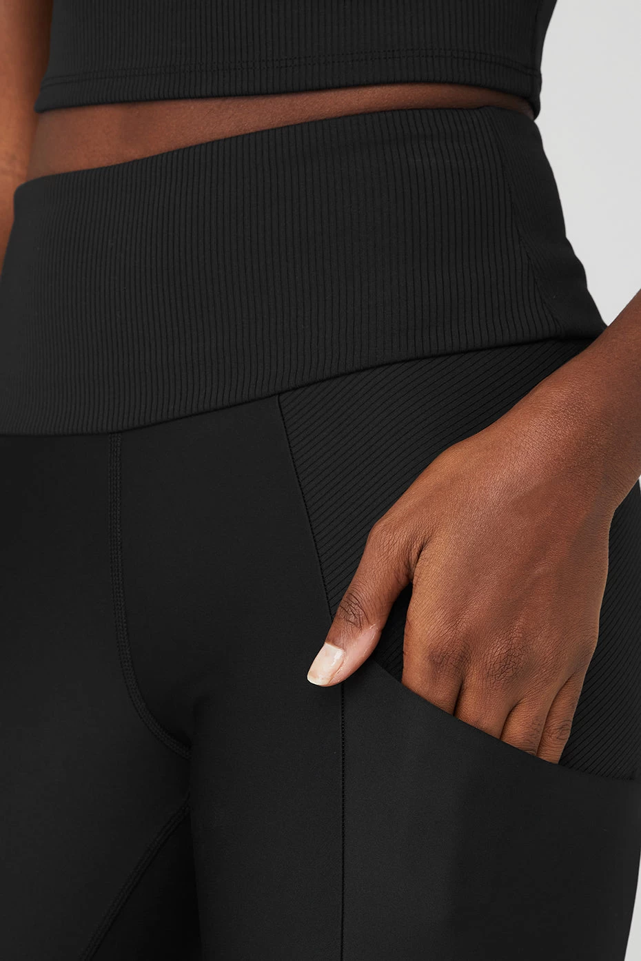 Ribbed Airlift High-Waist 7/8 Enchanted Legging - Black - Image 4