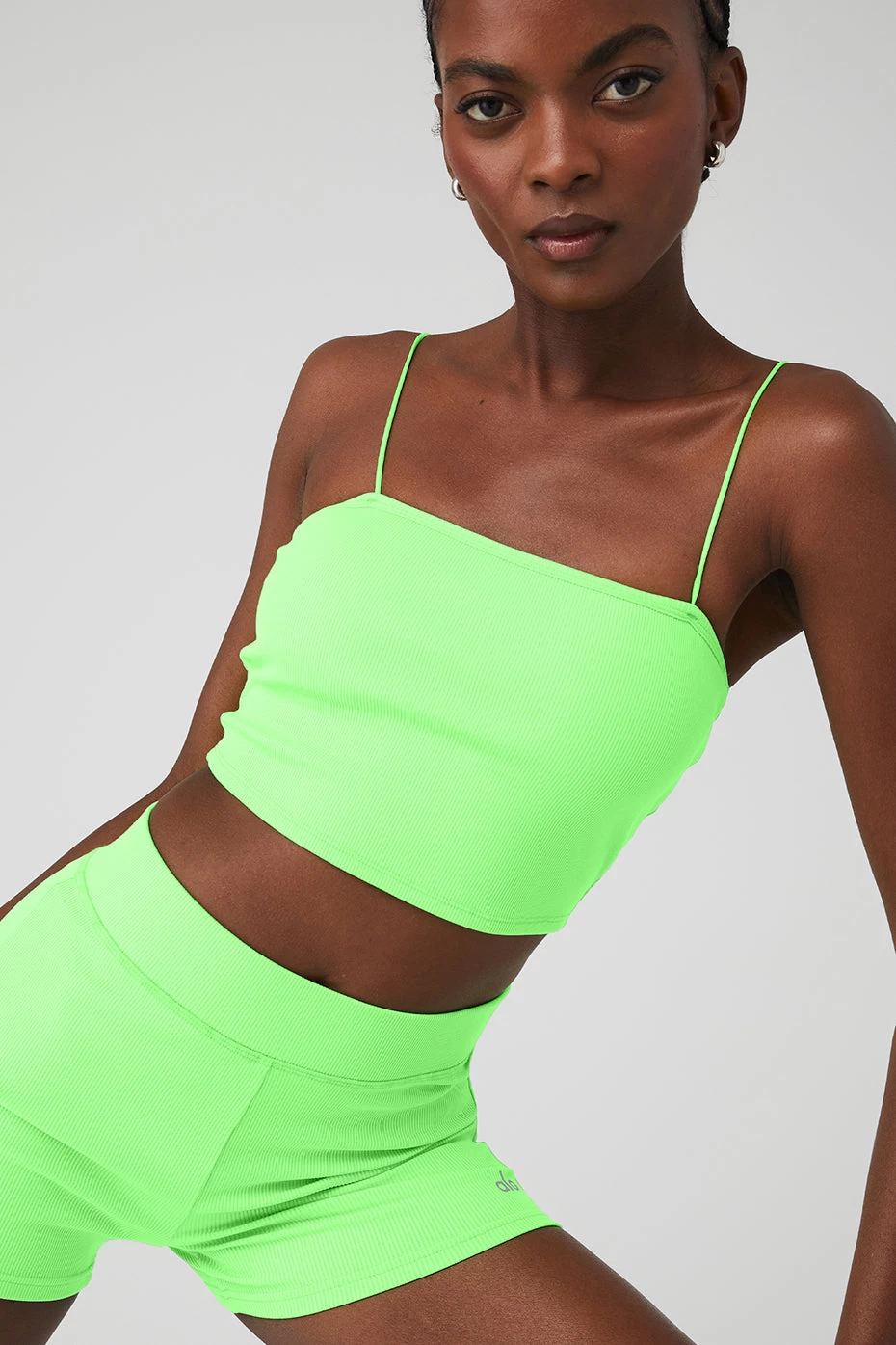 Goddess Ribbed High-Waist Hot Short - Green Glow - Image 5