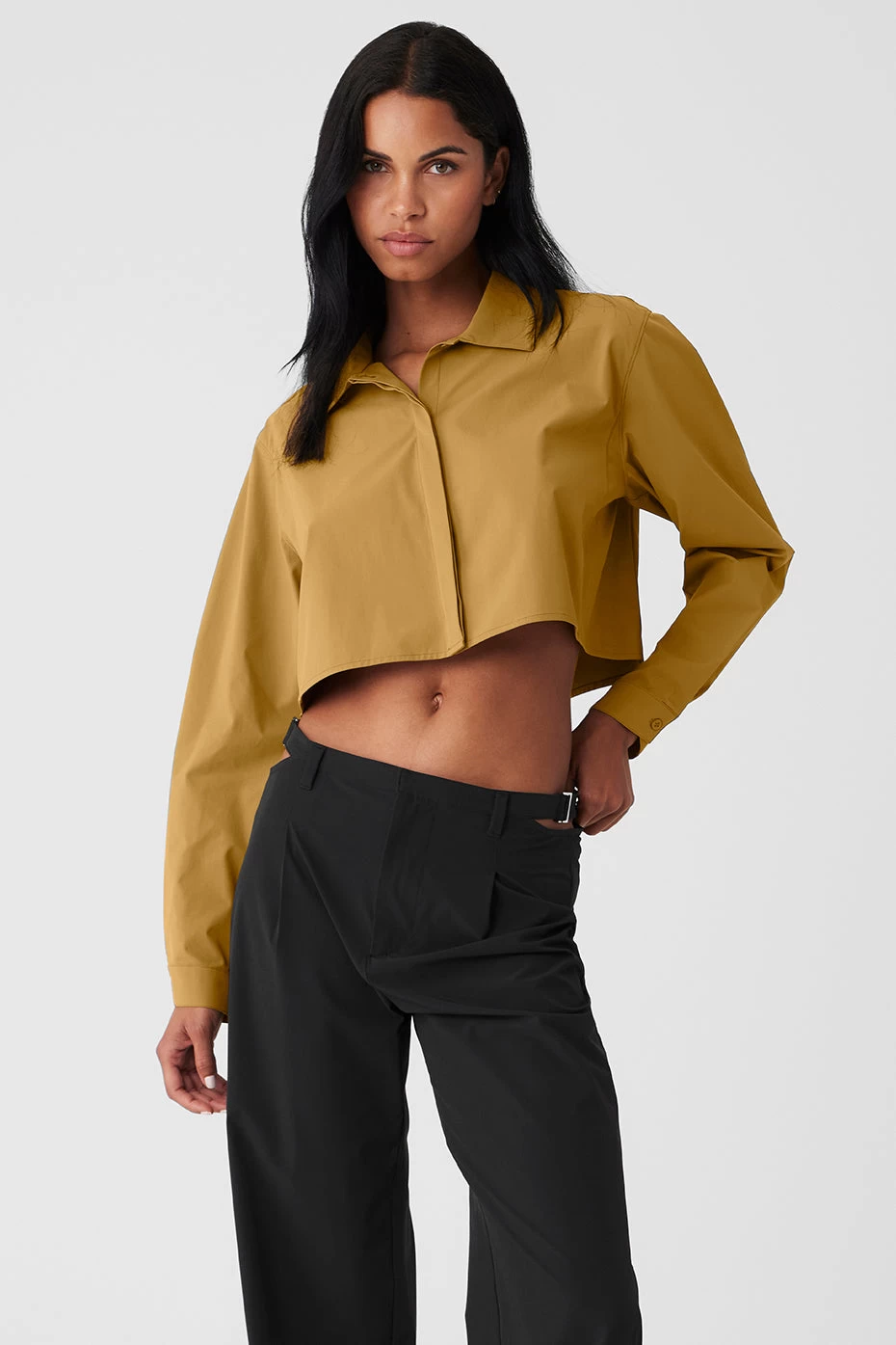 Cropped Take Me Out Button Up - Golden Olive Branch - Image 2