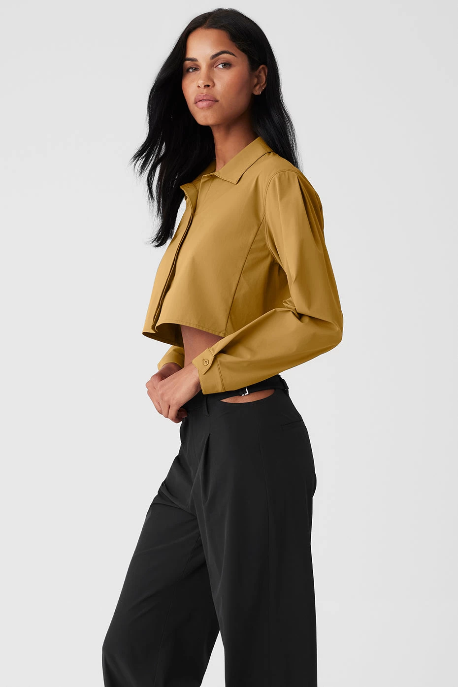 Cropped Take Me Out Button Up - Golden Olive Branch - Image 4