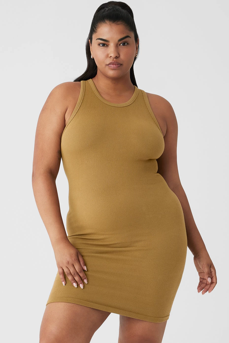 Seamless Ribbed Warm Nights Dress - Golden Olive Branch - Image 6
