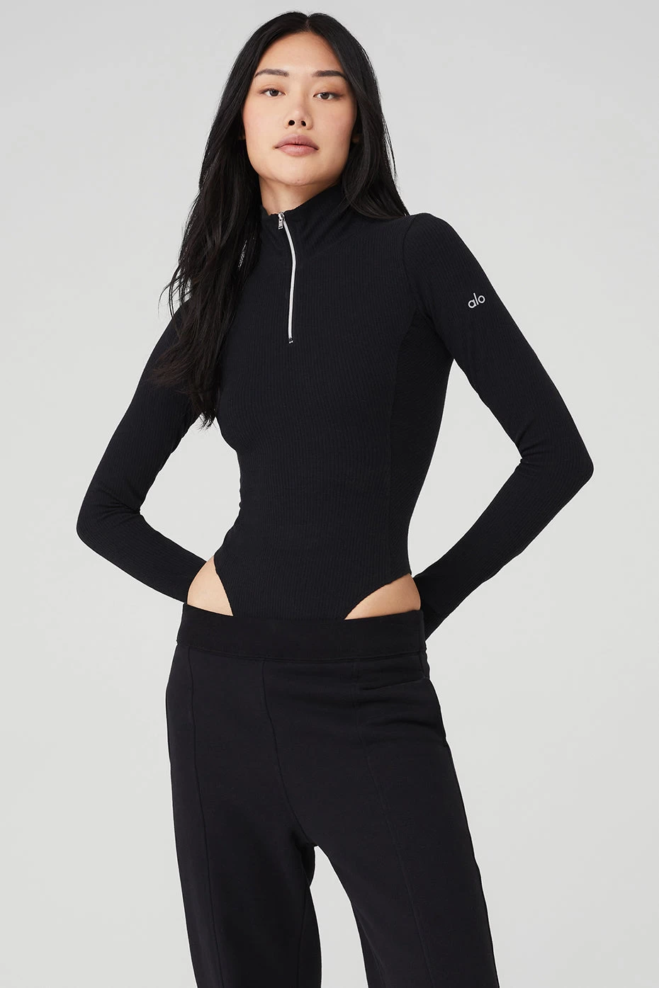 Rise-Up Long Sleeve Bodysuit - Black - Image 4