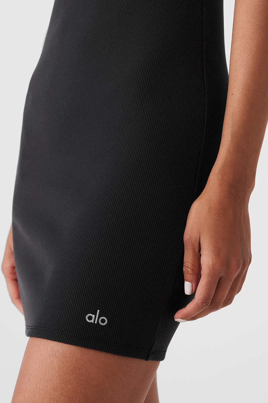 Goddess Ribbed Spaghetti Strap Dress - Black - Image 5