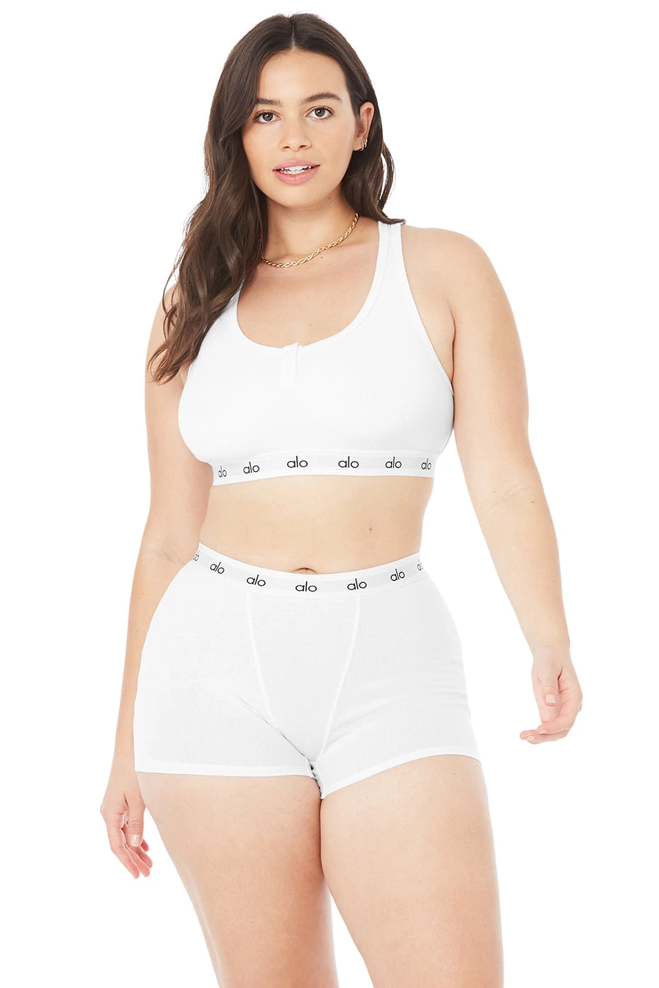 Icon Ribbed Henley Bra - White - Image 6