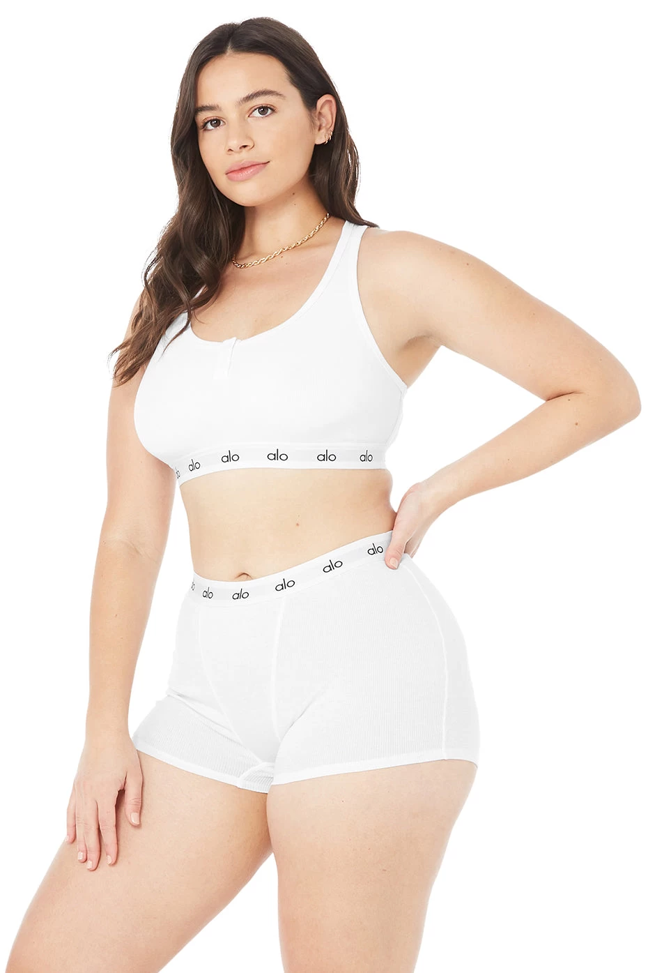 Icon Ribbed Henley Bra - White - Image 8
