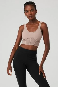 Airbrush Mesh Corset Tank - Taupe