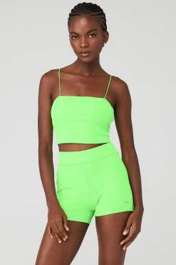 Goddess Ribbed Bandeau Top - Green Glow