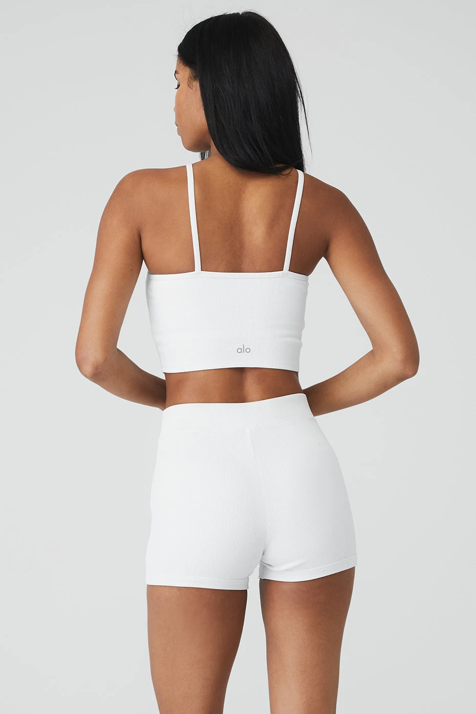Goddess Ribbed Cross Crop Top - White - Image 2